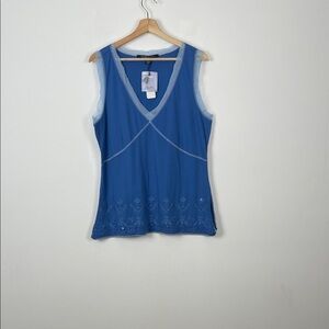 Indigo Palms Denim Co Blue Sleeveless Women XL Pullover Top with Embroidered Hem
